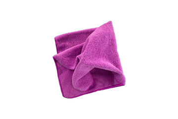 Purple microfiber cloth, isolated on white background