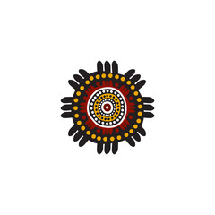 Aboriginal art dots painting icon logo design vector illustration template