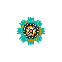 Aboriginal art dots painting icon logo design vector illustration template