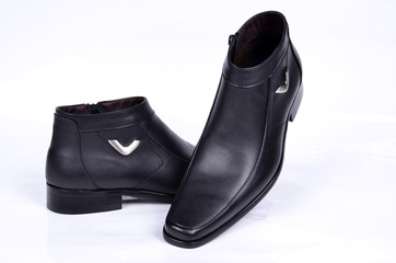 High ankle black men shoes on white