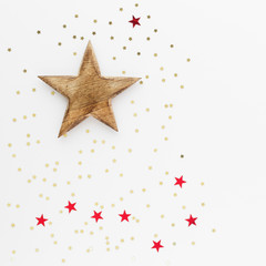 Fototapeta na wymiar Christmas composition. Stars top view background with copy space for your text. Flat lay.