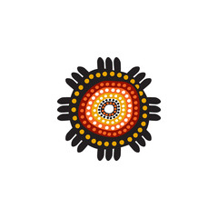 Aboriginal art dots painting icon logo design vector illustration template
