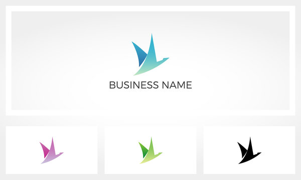 Abstract Simplified Image Of Bird Flying Logo