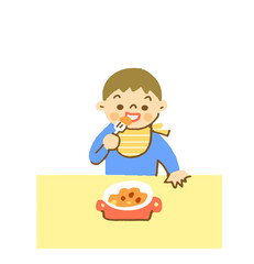 ご飯を食べる男の子
