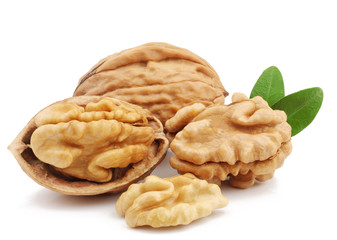 Walnuts isolated on white background