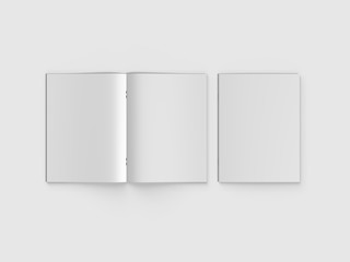 Blank white catalog, magazines, booklet mock up. 3d render illustration.