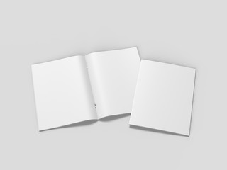 Blank white catalog, magazines, booklet mock up. 3d render illustration.