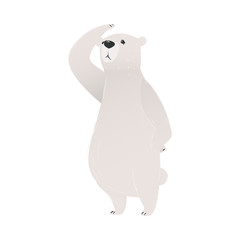 Arctic polar polar bear standing in a pensive pose vector illustration isolated.