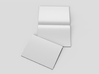 Blank white catalog, magazines, booklet mock up. 3d render illustration.