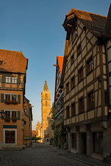 Fototapeta na wymiar In den Straßen der Altstadt von Rothenburg ob der Tauber in Mittelfranken, Bayern, Deutschland 