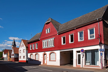 In der Altstadt von Münster in Hessen, Deutschland 