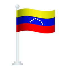 Venezuela flag. National flag of Venezuela on pole vector 