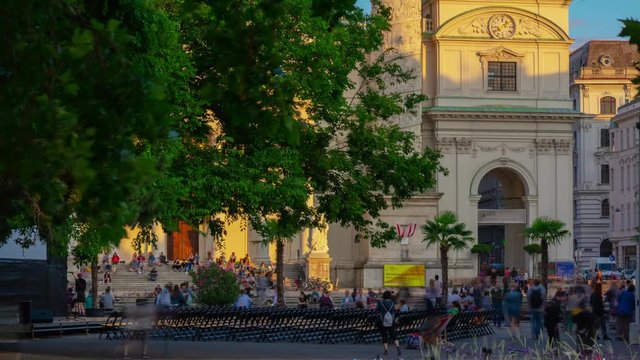 vienna city sunset time central park cinema festival square panorama 4k timelapse austria
