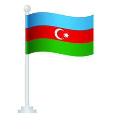 Azerbaijan flag. National flag of Azerbaijan on pole vector 