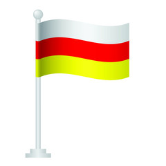 South ossetia flag. National flag of South ossetia on pole vector 