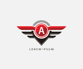 Auto wings with letter A, Car and automotive vector logo template. 