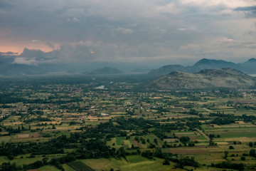 Aerial view of Montenegro flying into the airport.  