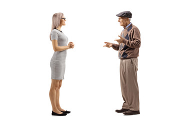 Young woman and a senior man having a conversation