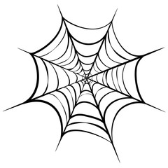 Vector illustration of black cobweb isolated on white background. line art of spider web for halloween. cobweb silhouette. Scary spider web vector illustration. Spooky halloween decoration element.