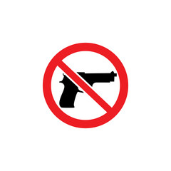 Ban on weapons, no gun sign and icon.