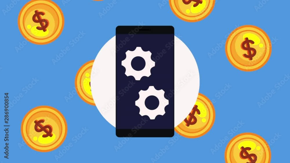 Poster smartphone device with ecommerce application animation