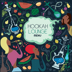 Hookah Lounge Menu, Abstract Hookah Art (Vector Art)