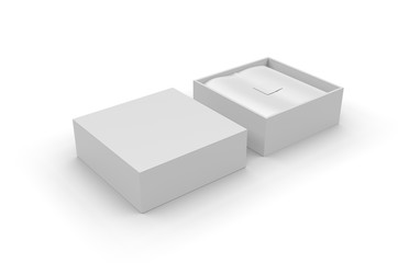 White blank hard cardboard box mock up template, 3d illustration.