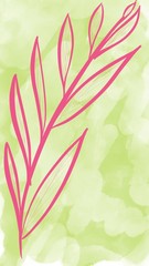 abstract background for instagram stories watercolor with plants, pink and green