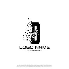 Initial Letter D Logo With broken shapes, splinters effects.