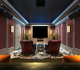 Fototapeta premium 3d render home cinema theater room