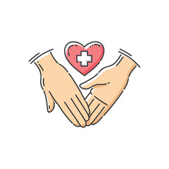 Charity and health care icon the hands and heart vector illustration isolated.