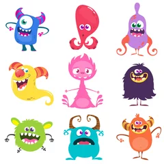 Lichtdoorlatende gordijnen Monster Grappige cartoon monsters instellen. vector illustratie