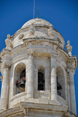 Fototapeta na wymiar Cadiz in Spain, detail of the clock tower
