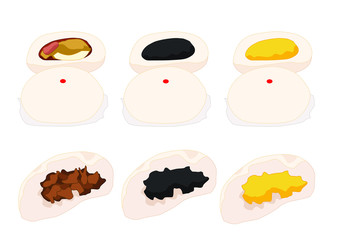 steamed stuff bun,dim sum and chinese cuisine on white background vector illustration