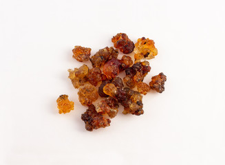 a group of peach gum on white background