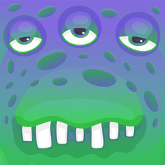 The tired face of a phlegmatic monster with apathy.