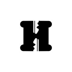 letter H with the key symbol for real estate company, logo design vector.	