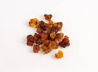 a group of peach gum on white background