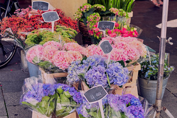  Fresh flowers, flower shop on the street