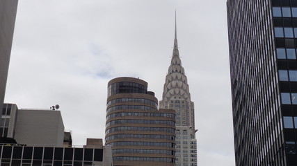 New York City Buildings With White Sky Background
