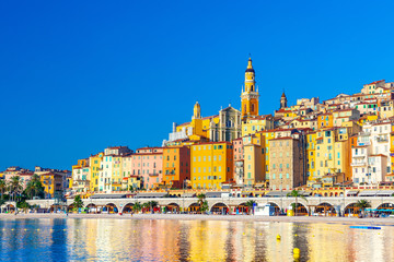 View on old part of Menton, Provence-Alpes-Cote d'Azur, France