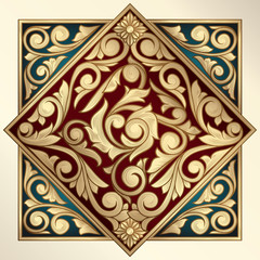 Golden ornate vintage decorative card