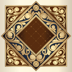 Golden ornate vintage decorative card