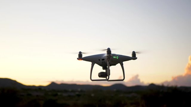 Drone Comes Down Into Focus At Dusk