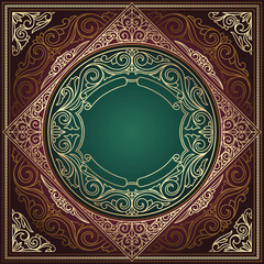 Golden ornate art deco vintage card