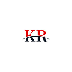 Initial letter KR, overlapping movement swoosh horizon logo company design inspiration in red and dark blue color vector