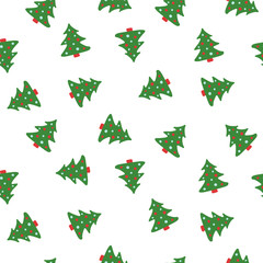 Christmas tree pattern. Winter holiday wallpaper. Seamless texture for the New Year