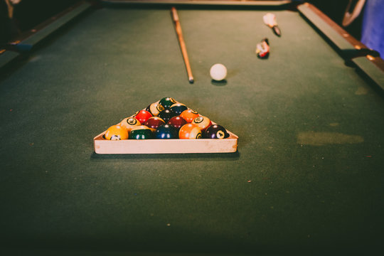 billiard balls on table