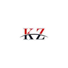 Obraz premium Initial letter KZ, overlapping movement swoosh horizon logo company design inspiration in red and dark blue color vector