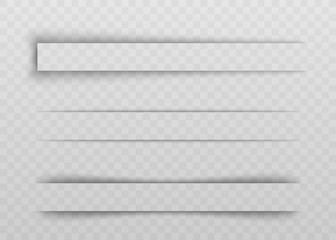 Paper piece border shadow set on transparent background - isolated divider shadows